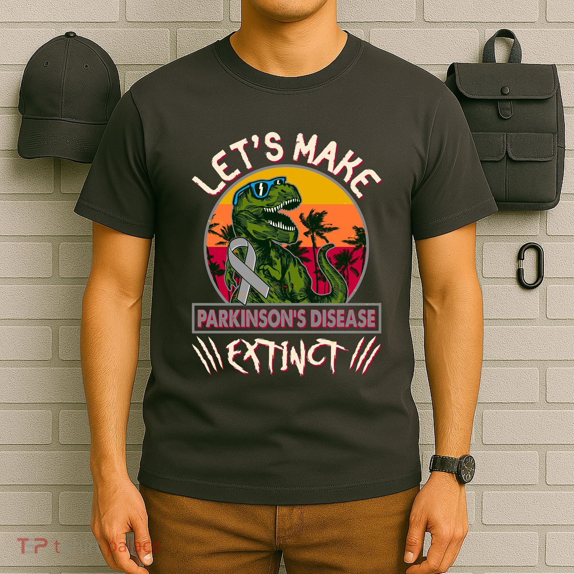 Let's Make Parkinson's Disease Extinct TRex Dinosaur T-Shirt