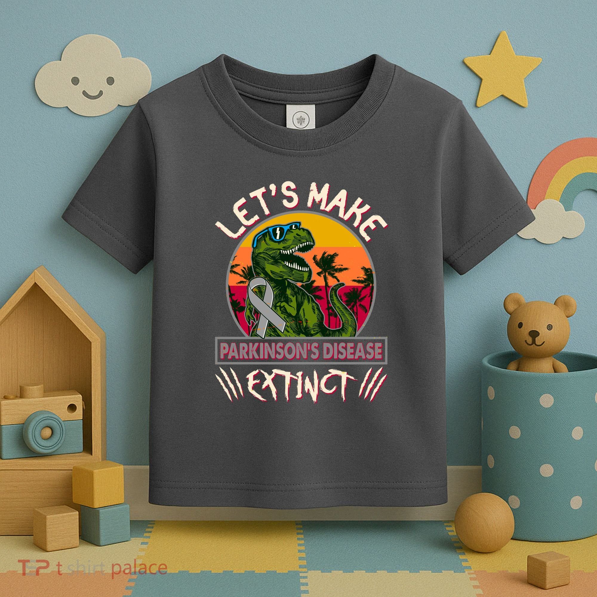 Let's Make Parkinson's Disease Extinct TRex Dinosaur Toddler T-Shirt