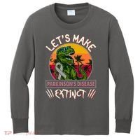 Let's Make Parkinson's Disease Extinct TRex Dinosaur Kids Long Sleeve Shirt thumb 0