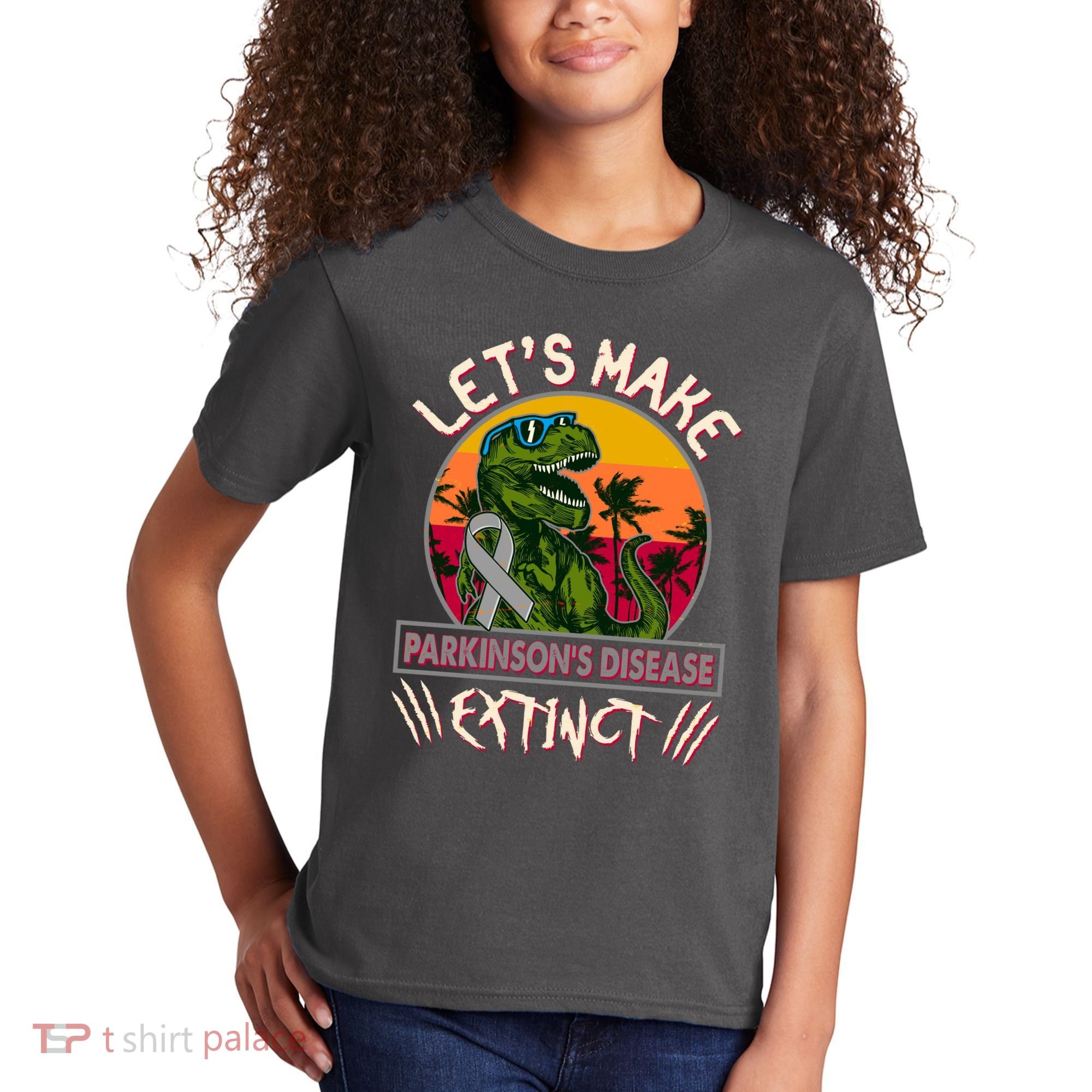 Let's Make Parkinson's Disease Extinct TRex Dinosaur Kids T-Shirt