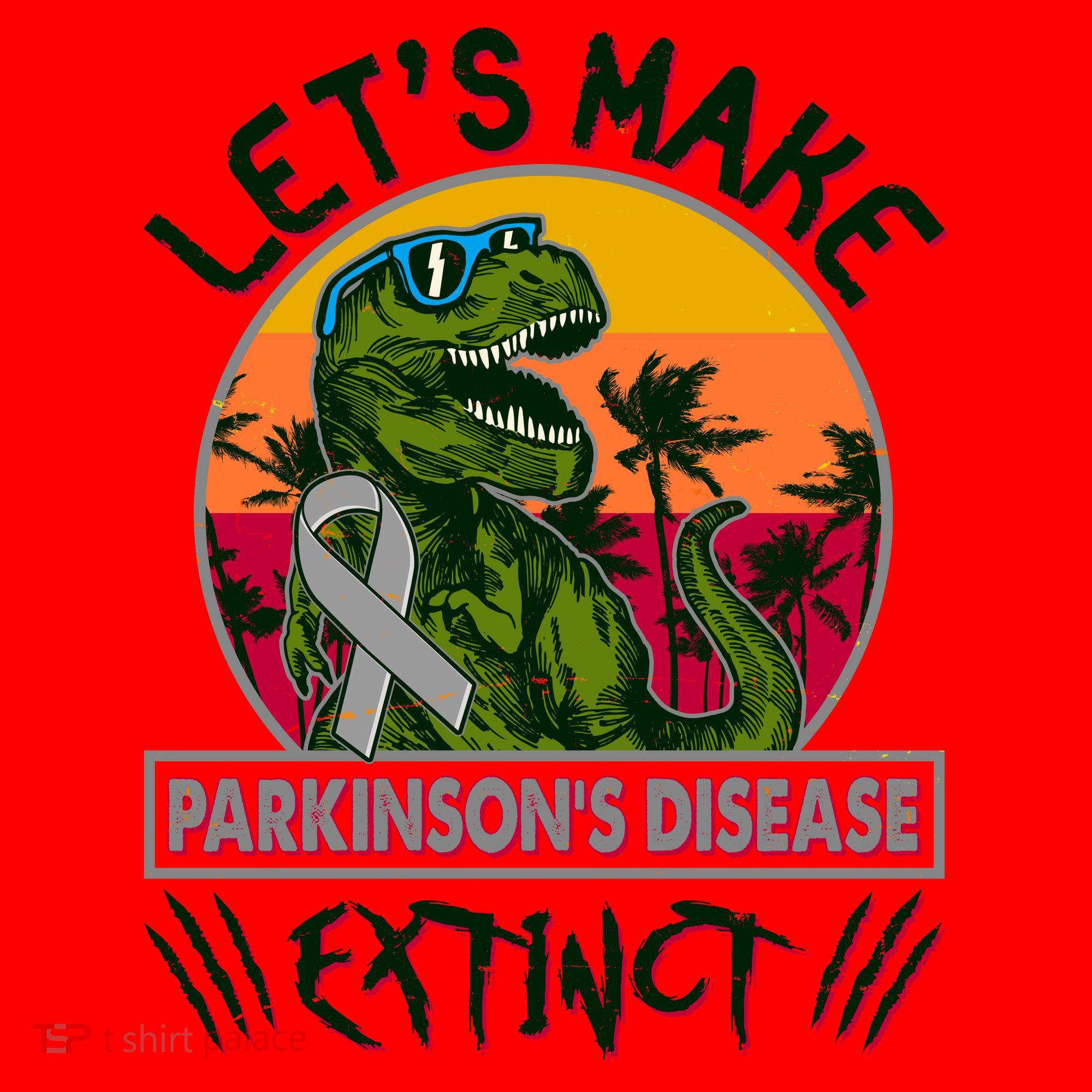Let's Make Parkinson's Disease Extinct TRex Dinosaur Santa Hat