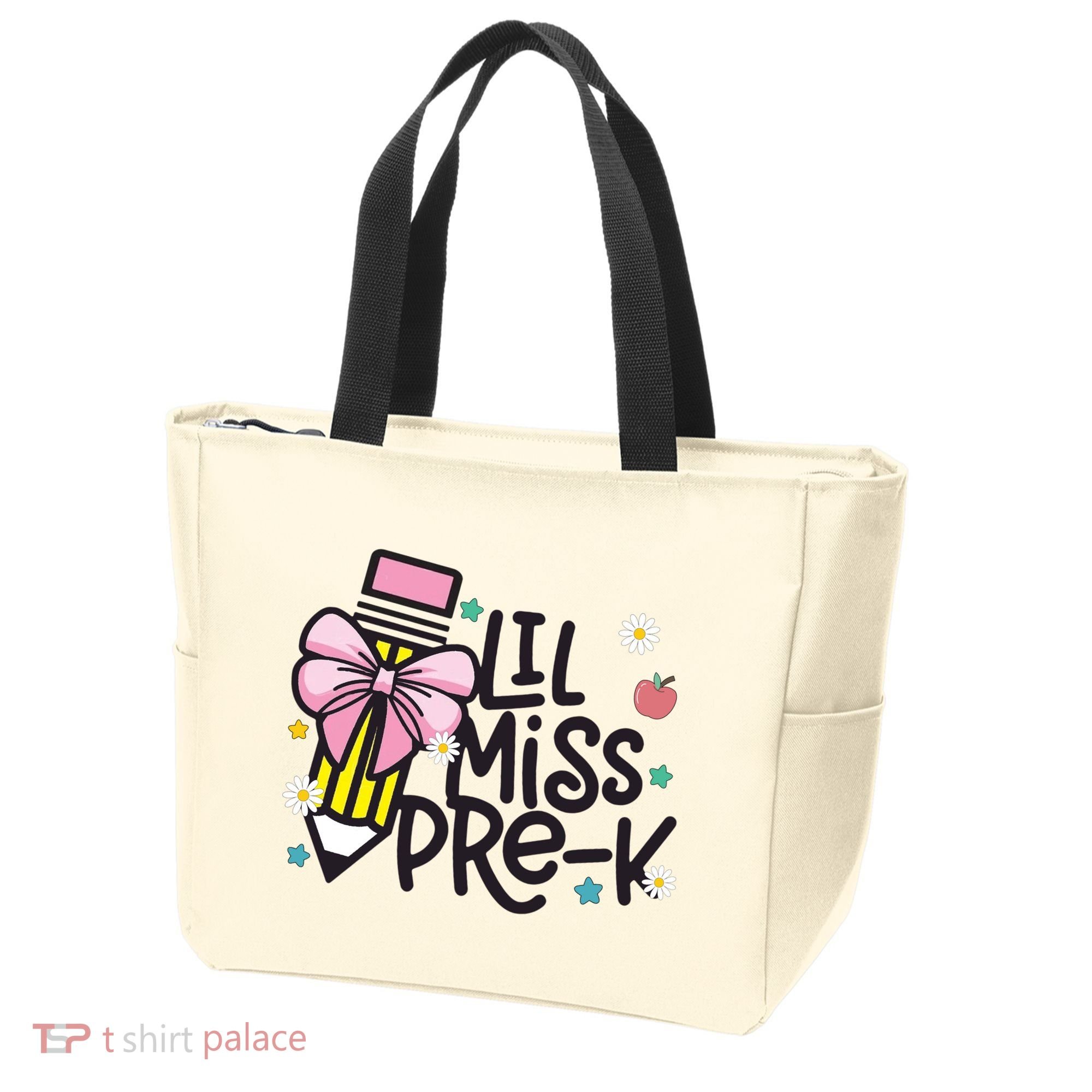 Little Miss Pre K Pencil Bow First Day Of School Tote Bag