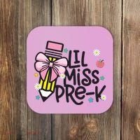 Little Miss Pre K Pencil Bow First Day Of School Coaster thumb 0