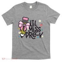 Little Miss Pre K Pencil Bow First Day Of School T-Shirt thumb 0