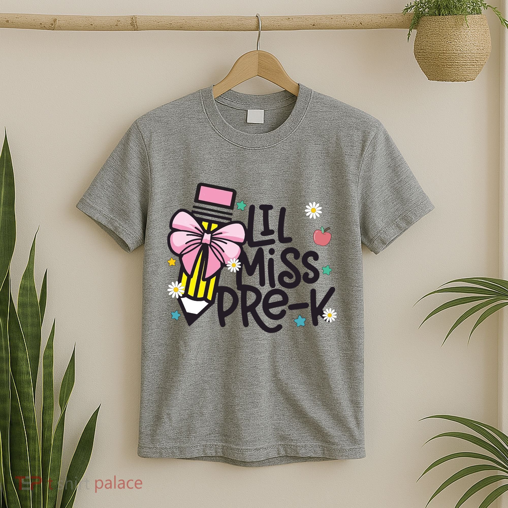 Little Miss Pre K Pencil Bow First Day Of School T-Shirt
