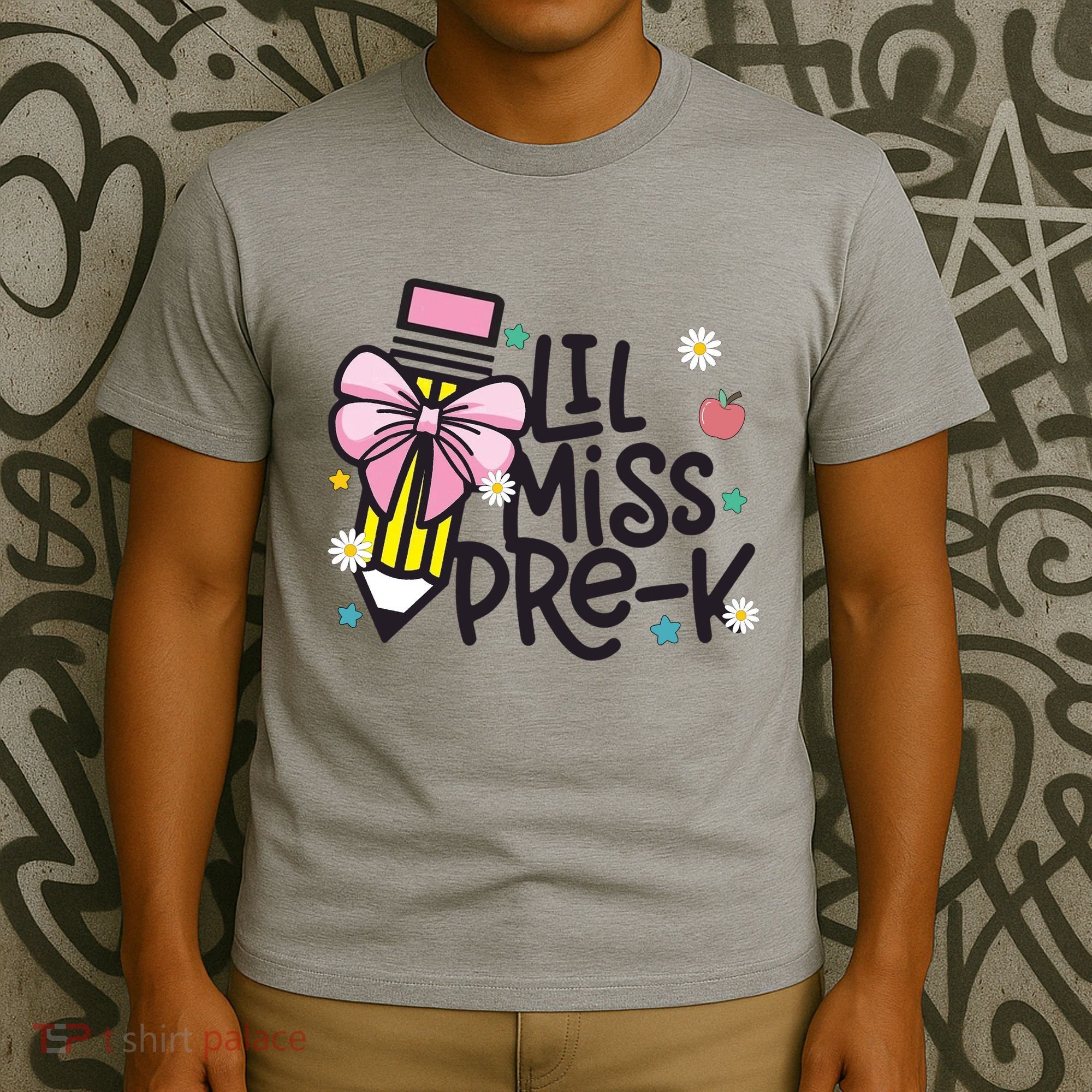 Little Miss Pre K Pencil Bow First Day Of School T-Shirt