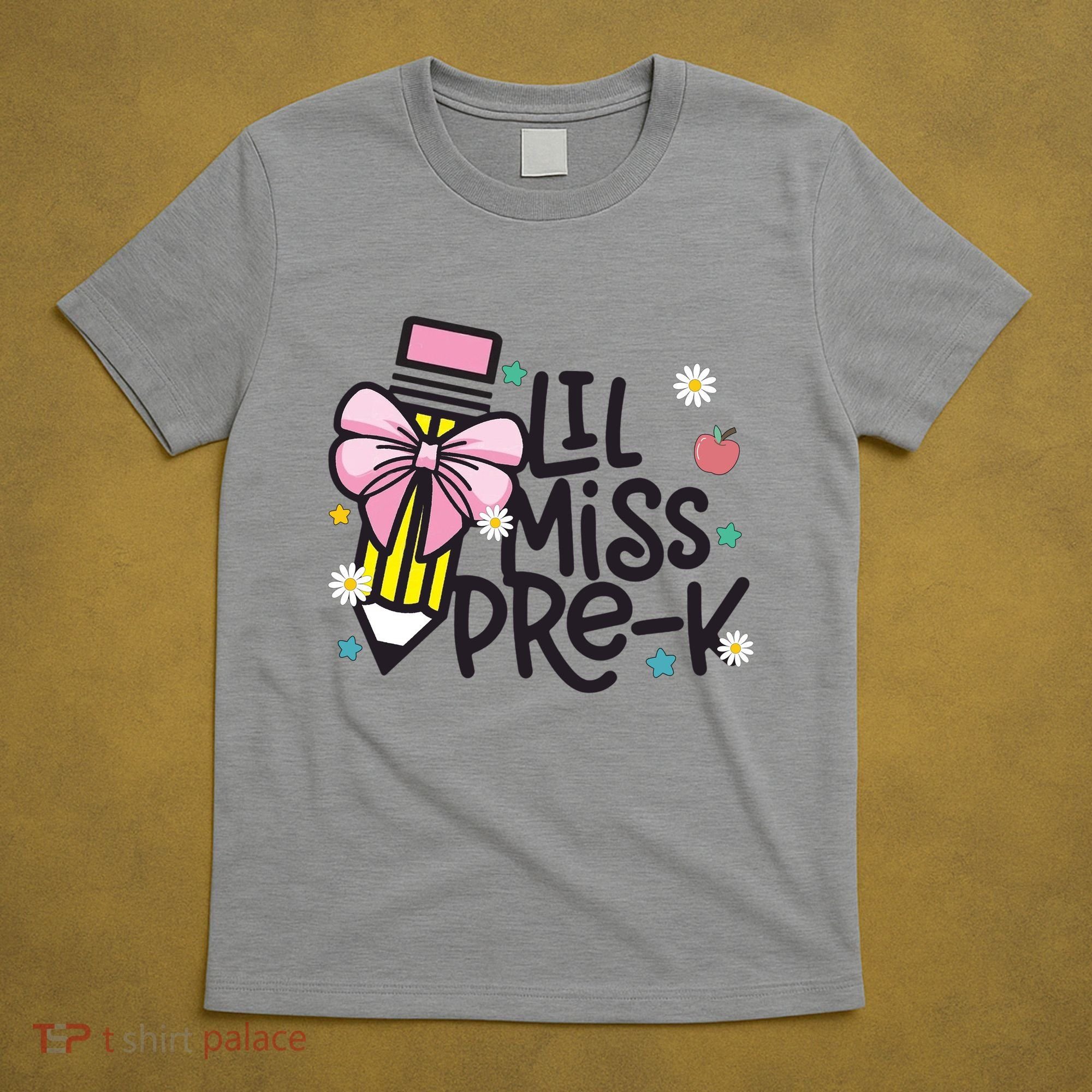 Little Miss Pre K Pencil Bow First Day Of School T-Shirt