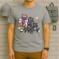 Little Miss Pre K Pencil Bow First Day Of School T-Shirt thumb 6