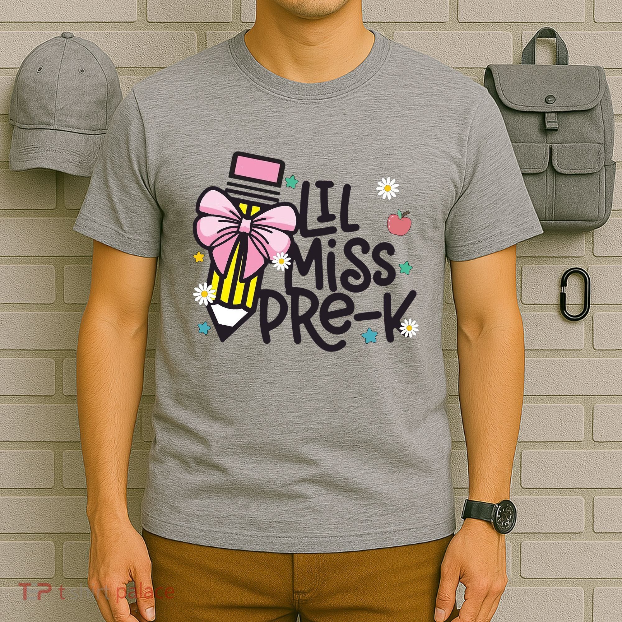 Little Miss Pre K Pencil Bow First Day Of School T-Shirt