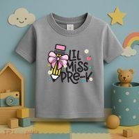 Little Miss Pre K Pencil Bow First Day Of School Toddler T-Shirt thumb 3