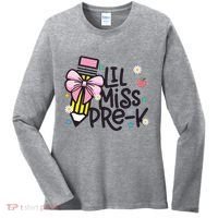 Little Miss Pre K Pencil Bow First Day Of School Women's Long Sleeve Shirt thumb 0