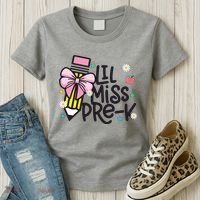 Little Miss Pre K Pencil Bow First Day Of School Women's T-Shirt thumb 3