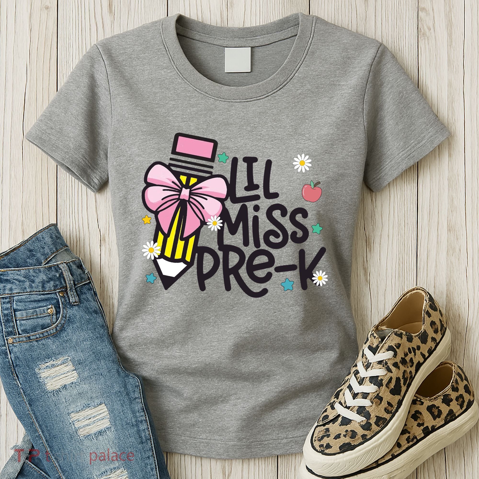 Little Miss Pre K Pencil Bow First Day Of School Women's T-Shirt