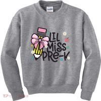 Little Miss Pre K Pencil Bow First Day Of School Kids Sweatshirt thumb 0