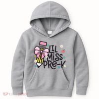 Little Miss Pre K Pencil Bow First Day Of School Kids Hoodie thumb 0