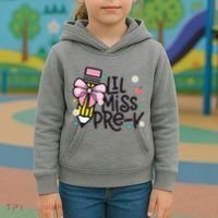 Little Miss Pre K Pencil Bow First Day Of School Kids Hoodie thumb 3