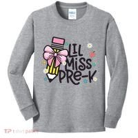 Little Miss Pre K Pencil Bow First Day Of School Kids Long Sleeve Shirt thumb 0