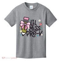 Little Miss Pre K Pencil Bow First Day Of School Kids T-Shirt thumb 0