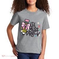 Little Miss Pre K Pencil Bow First Day Of School Kids T-Shirt thumb 2