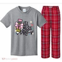 Little Miss Pre K Pencil Bow First Day Of School Kids Plaid Pajama Set thumb 0