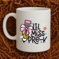 Little Miss Pre K Pencil Bow First Day Of School Coffee Mug thumb 2