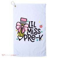 Little Miss Pre K Pencil Bow First Day Of School Golf Towel thumb 0