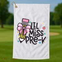Little Miss Pre K Pencil Bow First Day Of School Golf Towel thumb 1