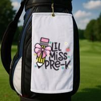 Little Miss Pre K Pencil Bow First Day Of School Golf Towel thumb 2