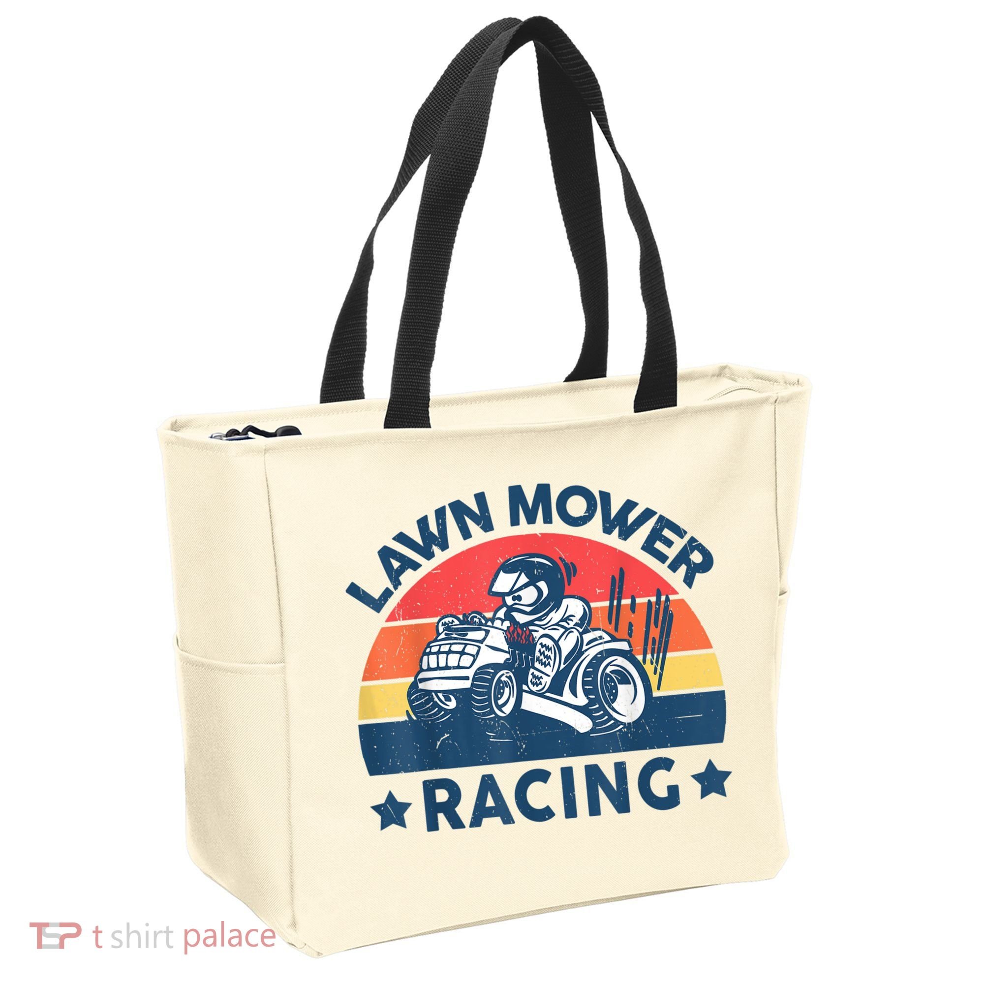 Lawn Mower Racing Lawn Mowing Funny Landscaping Tote Bag
