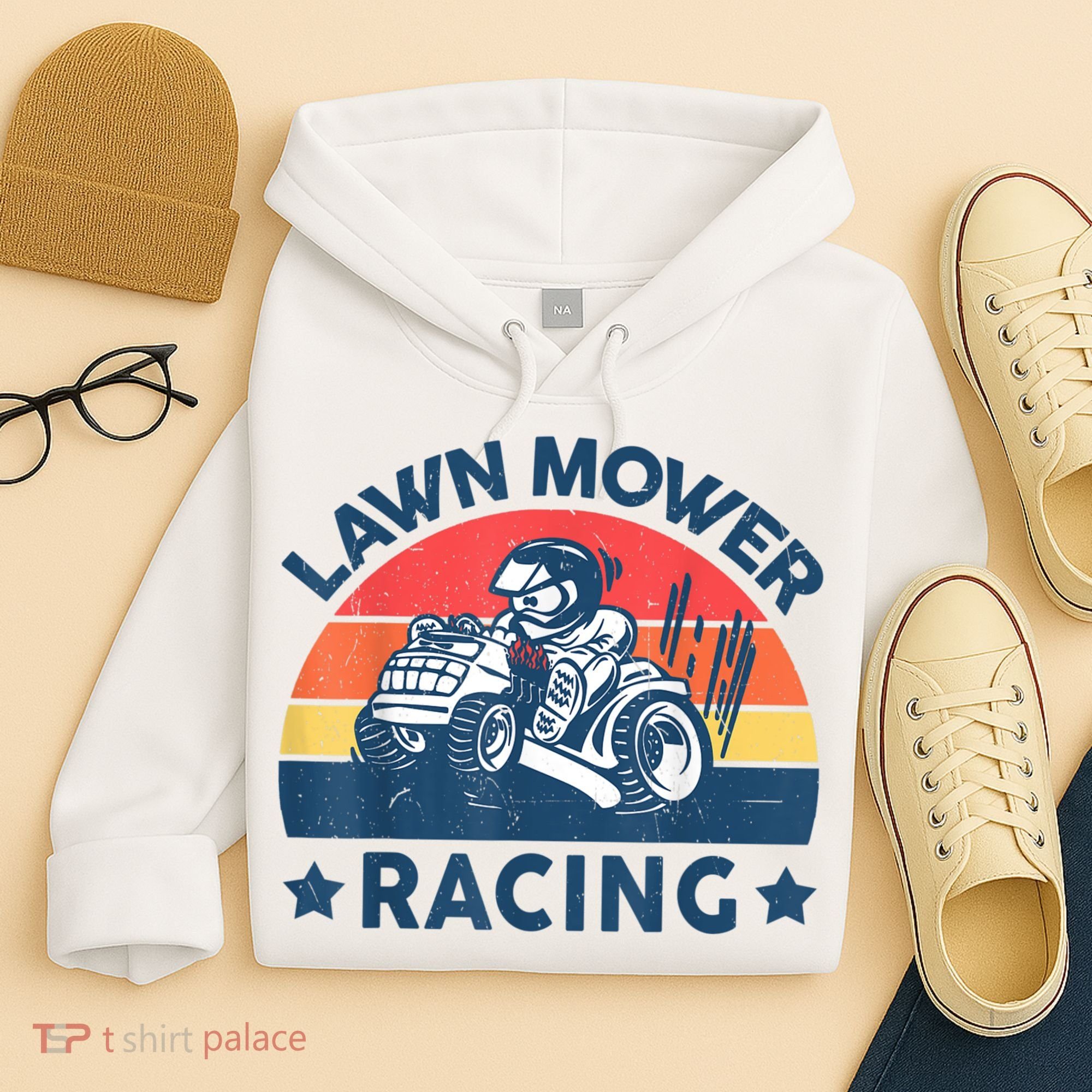 Lawn Mower Racing Lawn Mowing Funny Landscaping Hoodie