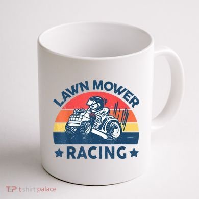 Lawn Mower Racing Lawn Mowing Funny Landscaping Coffee Mug back