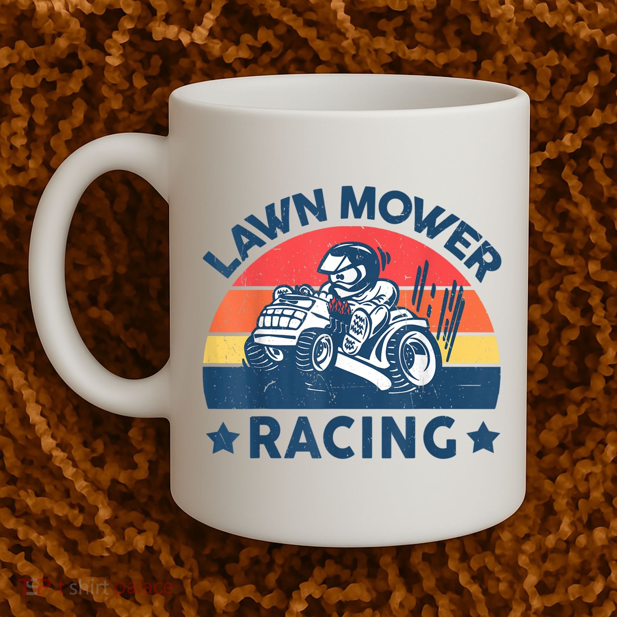 Lawn Mower Racing Lawn Mowing Funny Landscaping Coffee Mug