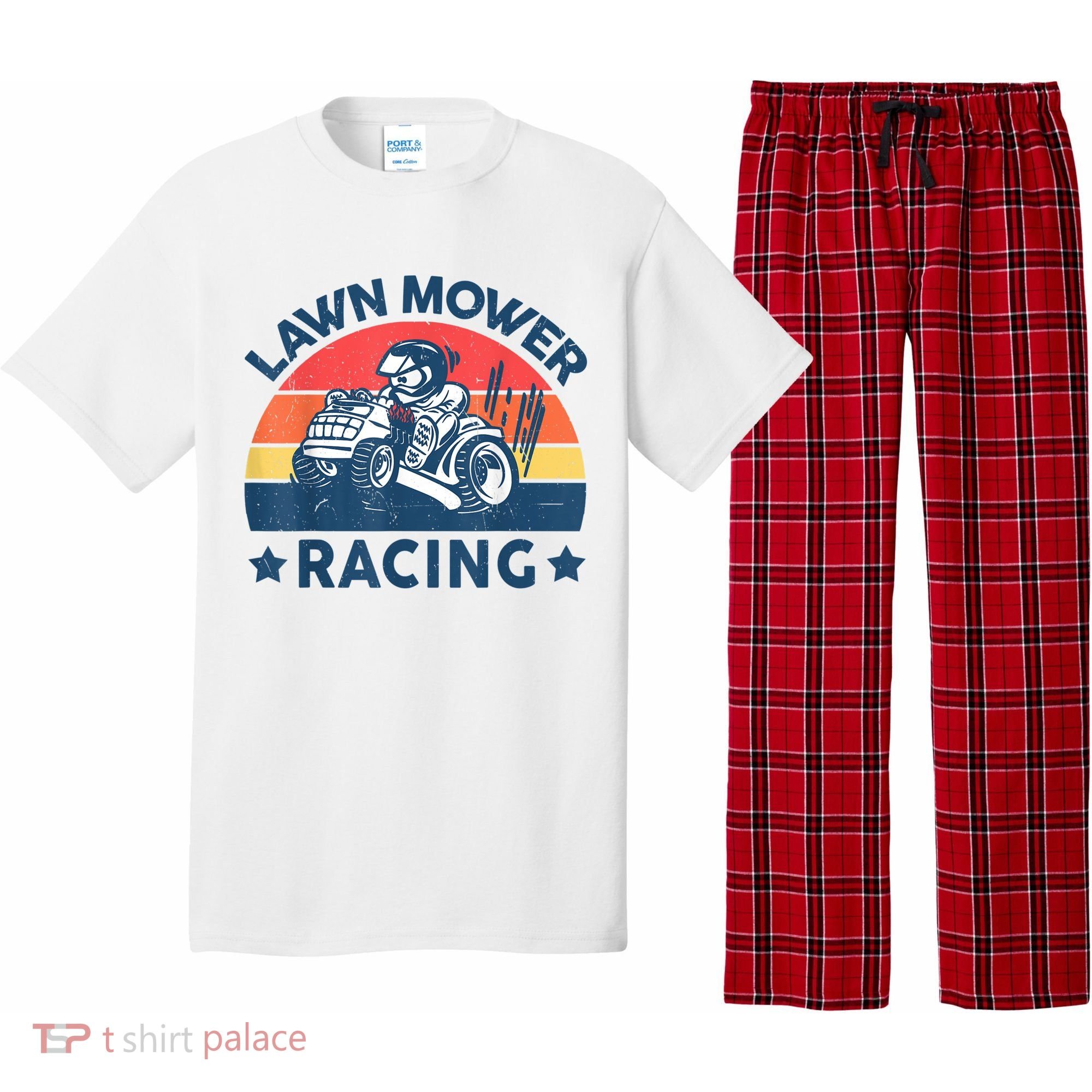 Lawn Mower Racing Lawn Mowing Funny Landscaping Pajama Set