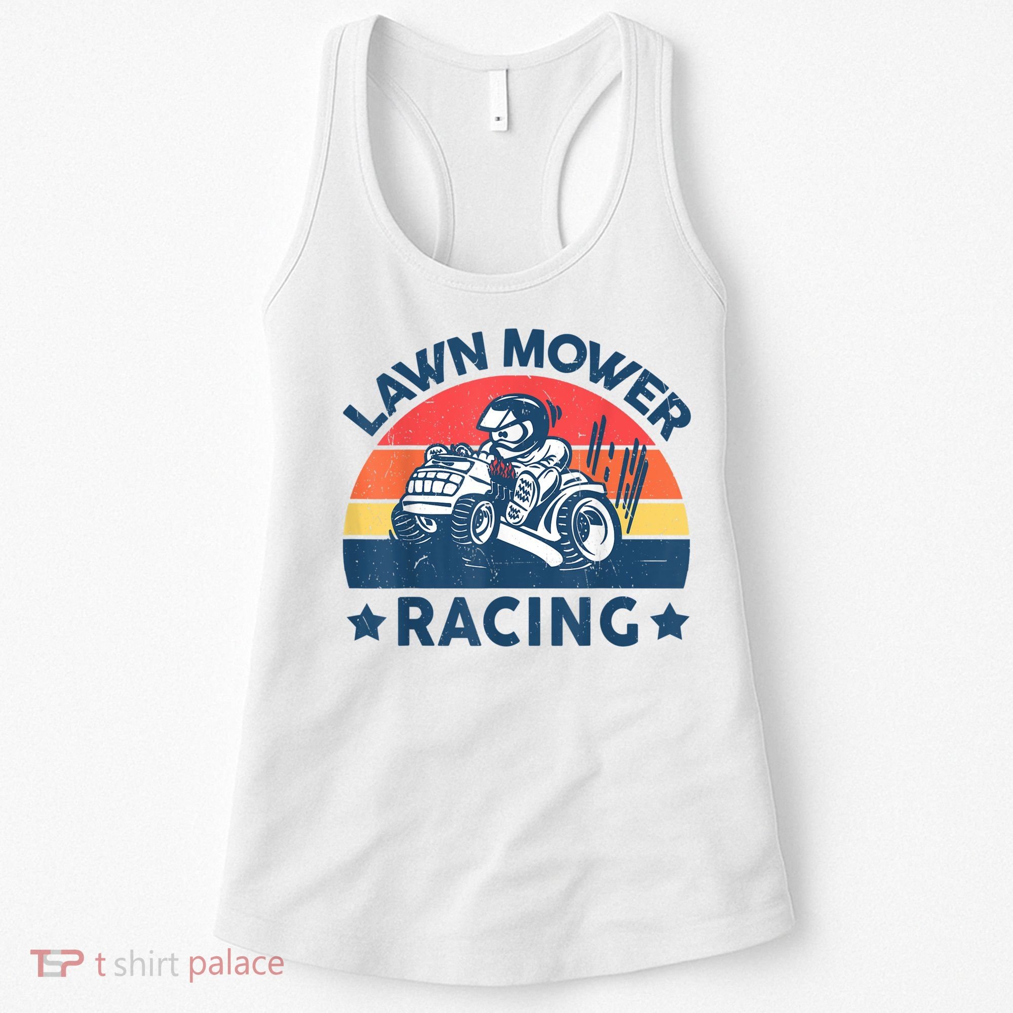Lawn Mower Racing Lawn Mowing Funny Landscaping Women's Tank Top