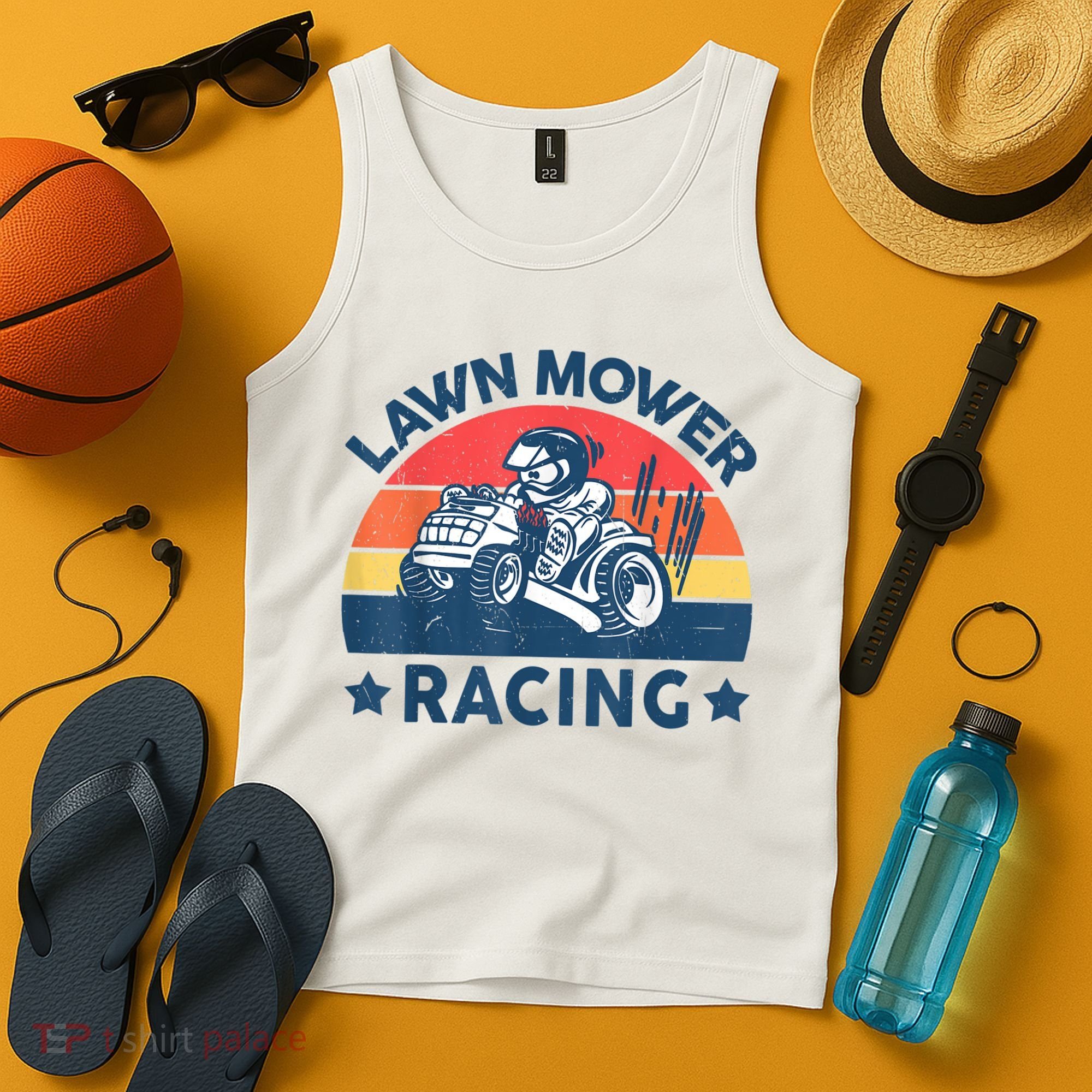 Lawn Mower Racing Lawn Mowing Funny Landscaping Tank Top