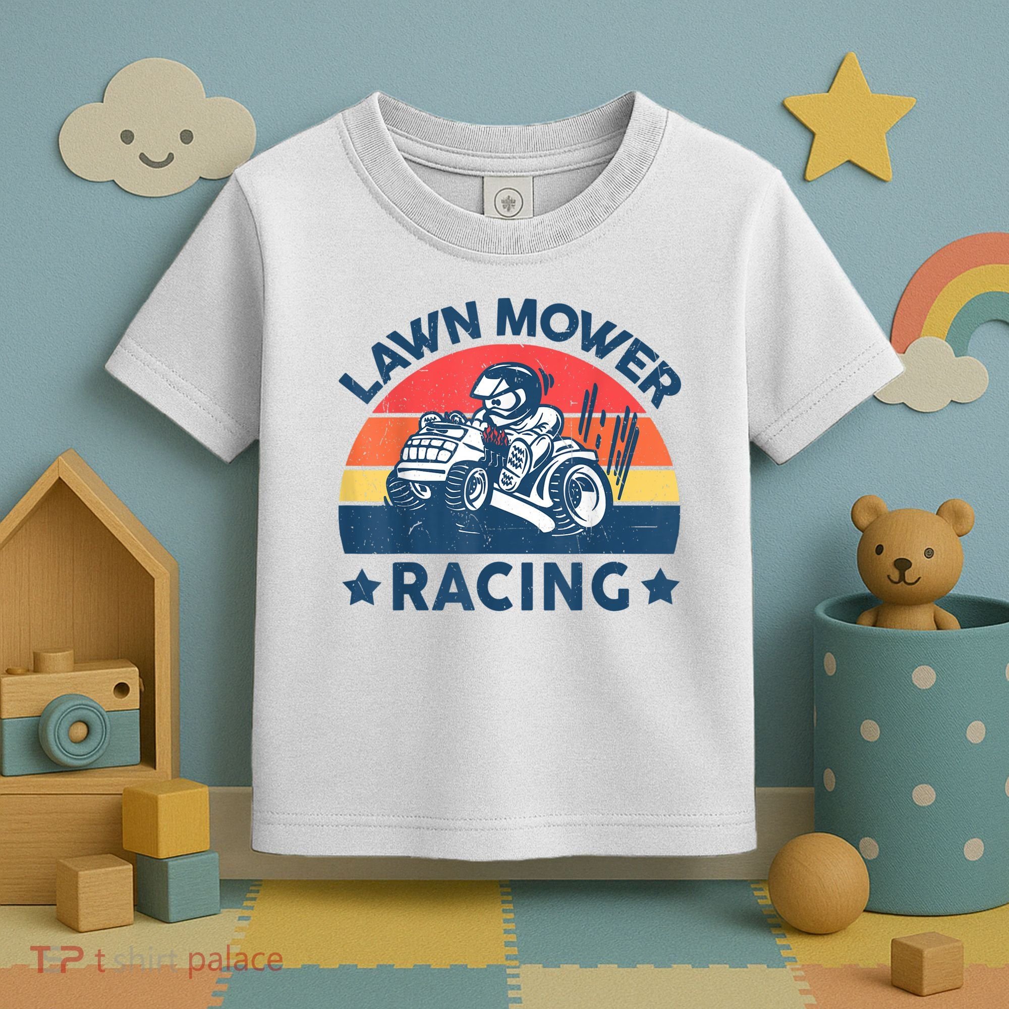 Lawn Mower Racing Lawn Mowing Funny Landscaping Toddler T-Shirt