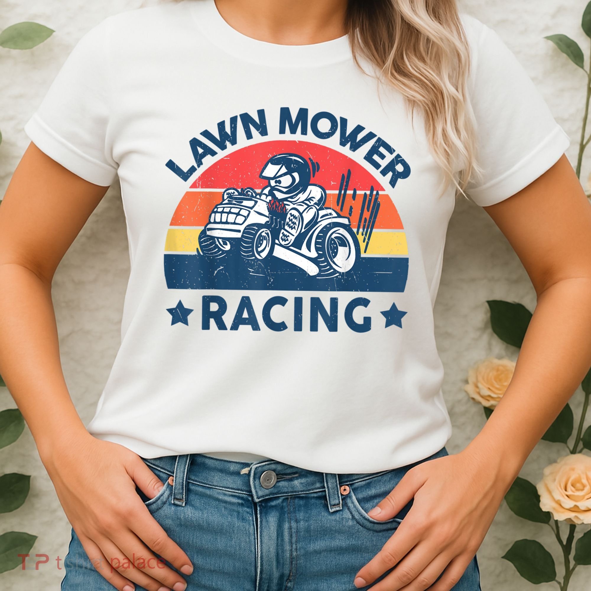 Lawn Mower Racing Lawn Mowing Funny Landscaping Women's T-Shirt