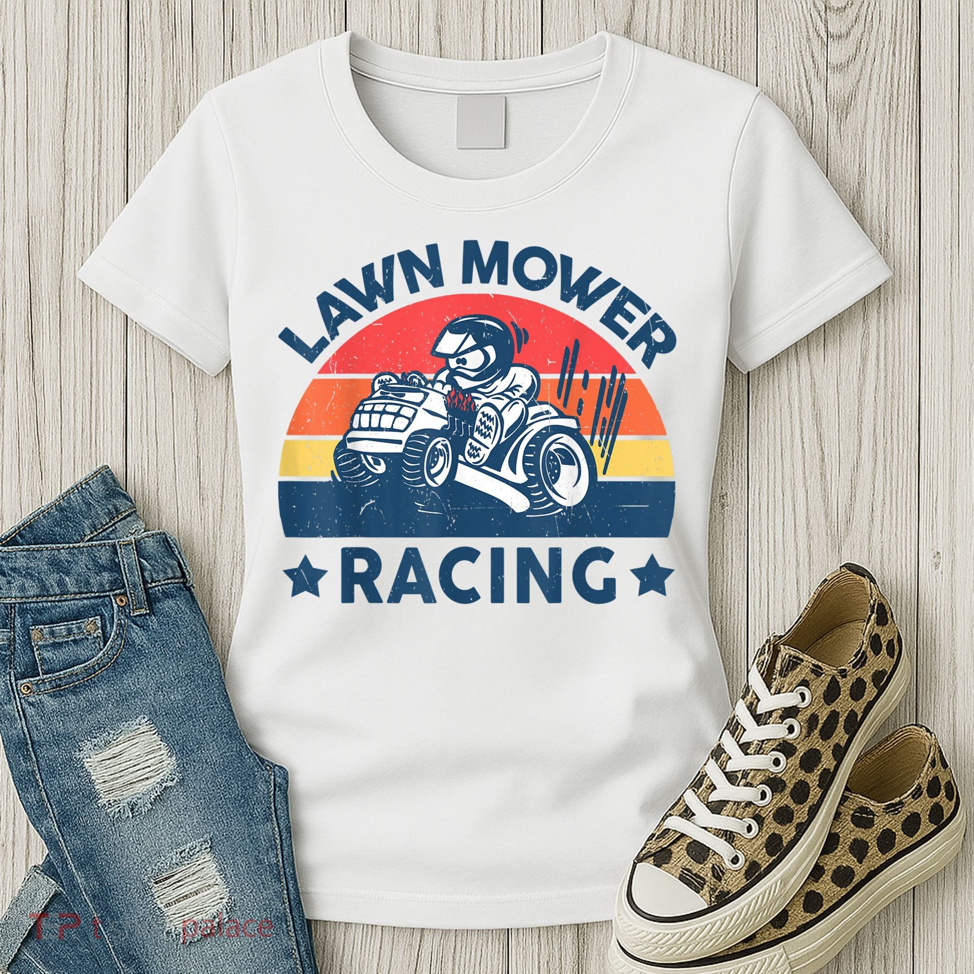 Lawn Mower Racing Lawn Mowing Funny Landscaping Women's T-Shirt