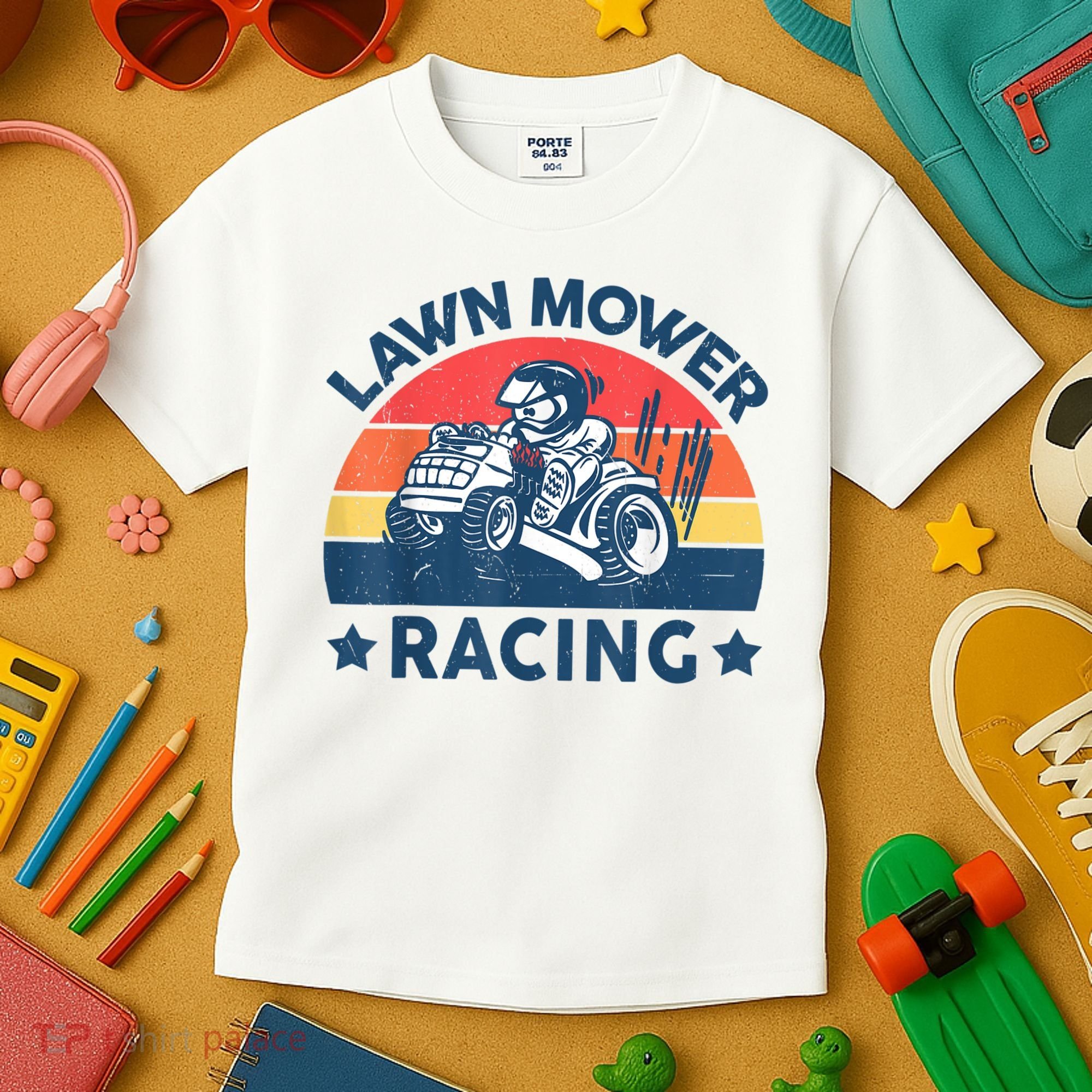 Lawn Mower Racing Lawn Mowing Funny Landscaping Kids T-Shirt