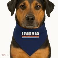 Livonia Michigan Retro Style 1980's Logo USA-Made Doggie Bandana thumb 1