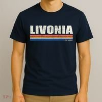 Livonia Michigan Retro Style 1980's Logo T-Shirt thumb 3