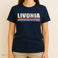 Livonia Michigan Retro Style 1980's Logo T-Shirt thumb 4