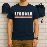 Livonia Michigan Retro Style 1980's Logo T-Shirt thumb 6