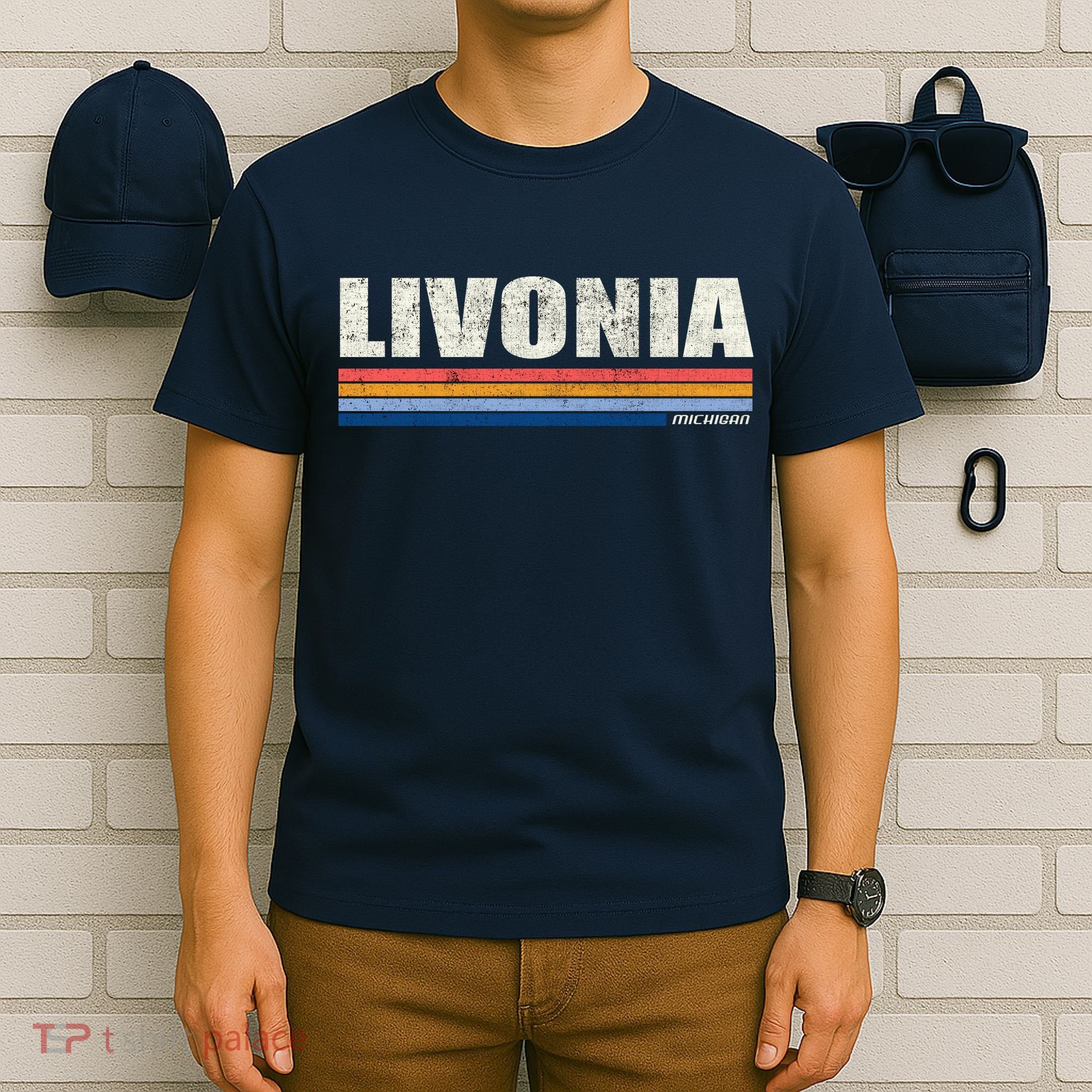 Livonia Michigan Retro Style 1980's Logo T-Shirt