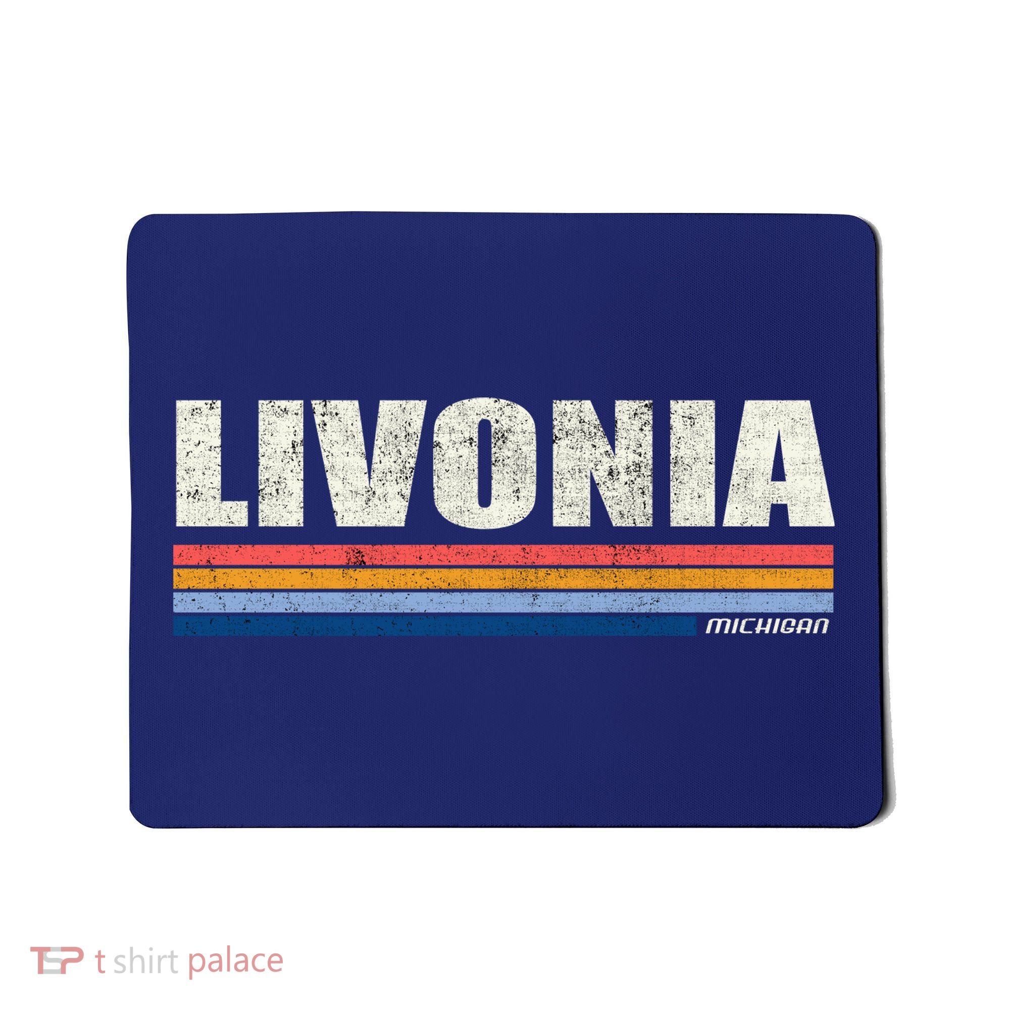Livonia Michigan Retro Style 1980's Logo Mousepad