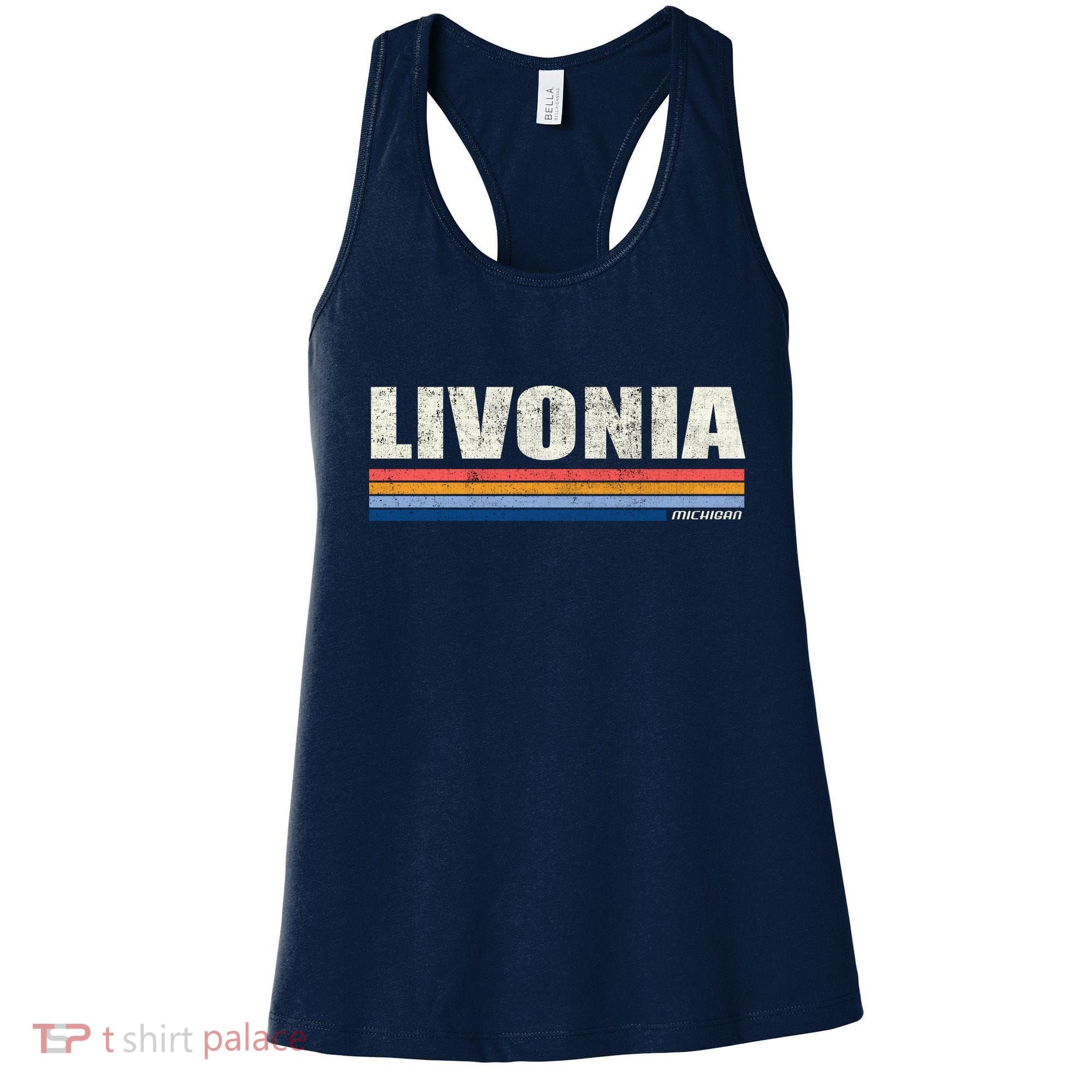 Livonia Michigan Retro Style 1980's Logo Women's Tank Top
