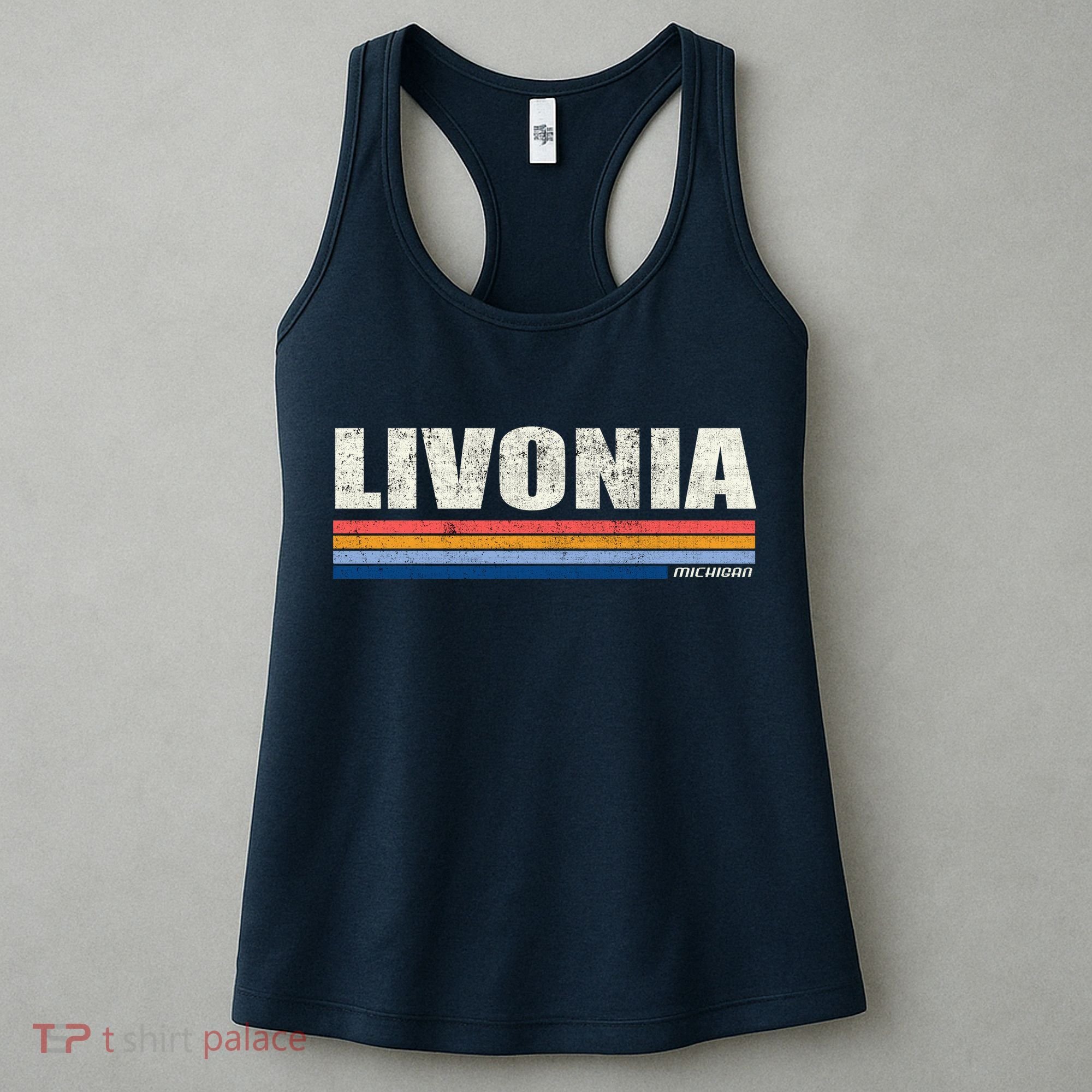 Livonia Michigan Retro Style 1980's Logo Women's Tank Top