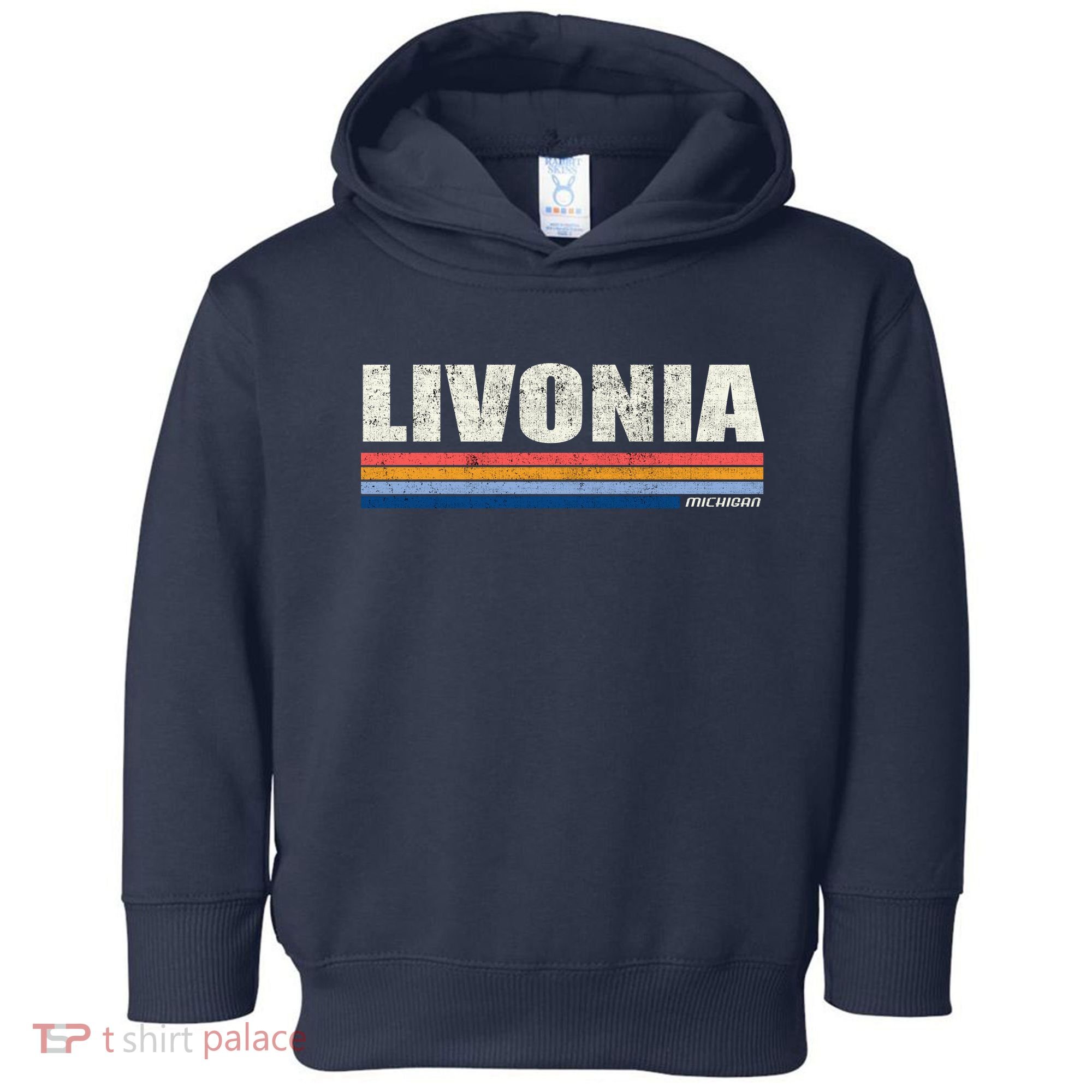 Livonia Michigan Retro Style 1980's Logo Toddler Hoodie