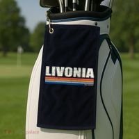 Livonia Michigan Retro Style 1980's Logo Golf Towel thumb 2
