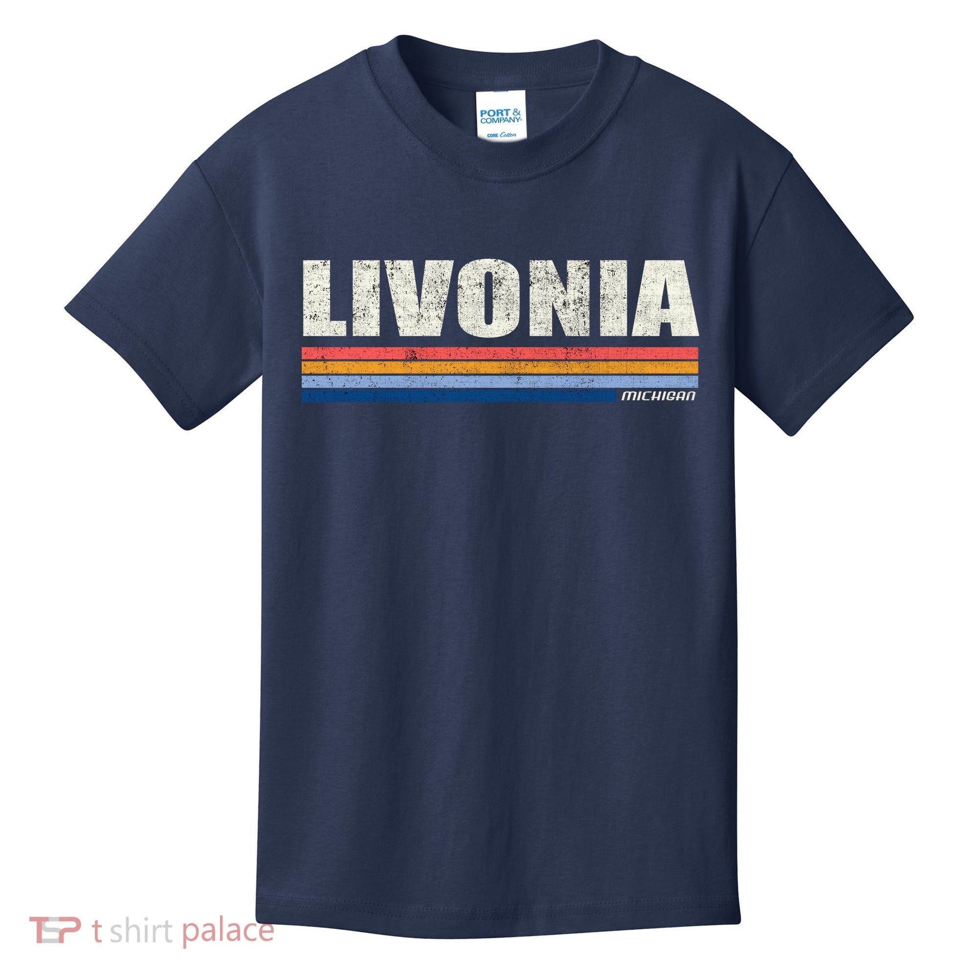 Livonia Michigan Retro Style 1980's Logo Kids T-Shirt